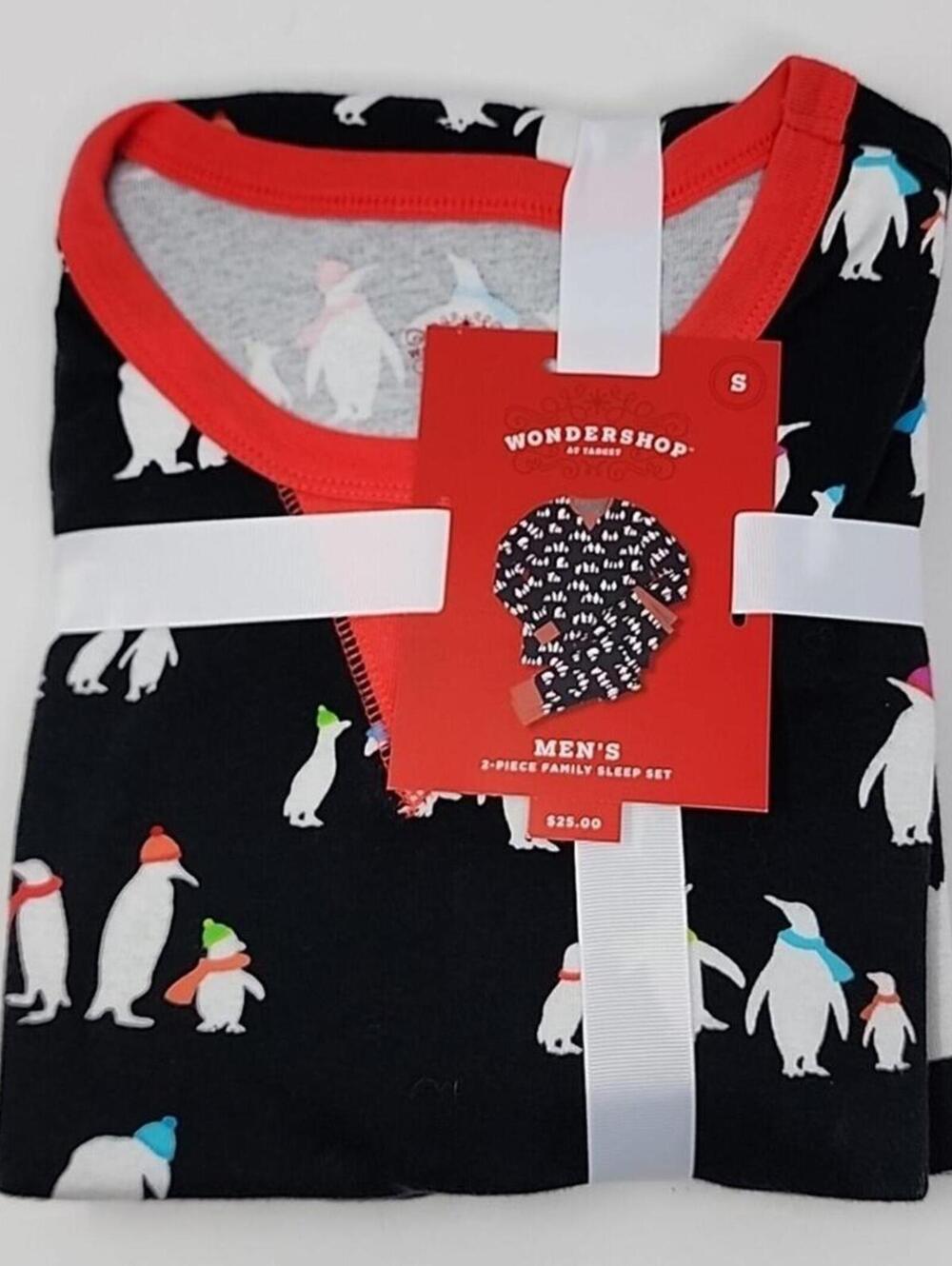 NWT Men's Small Black Wondershop Holiday Penguin Pajama Set